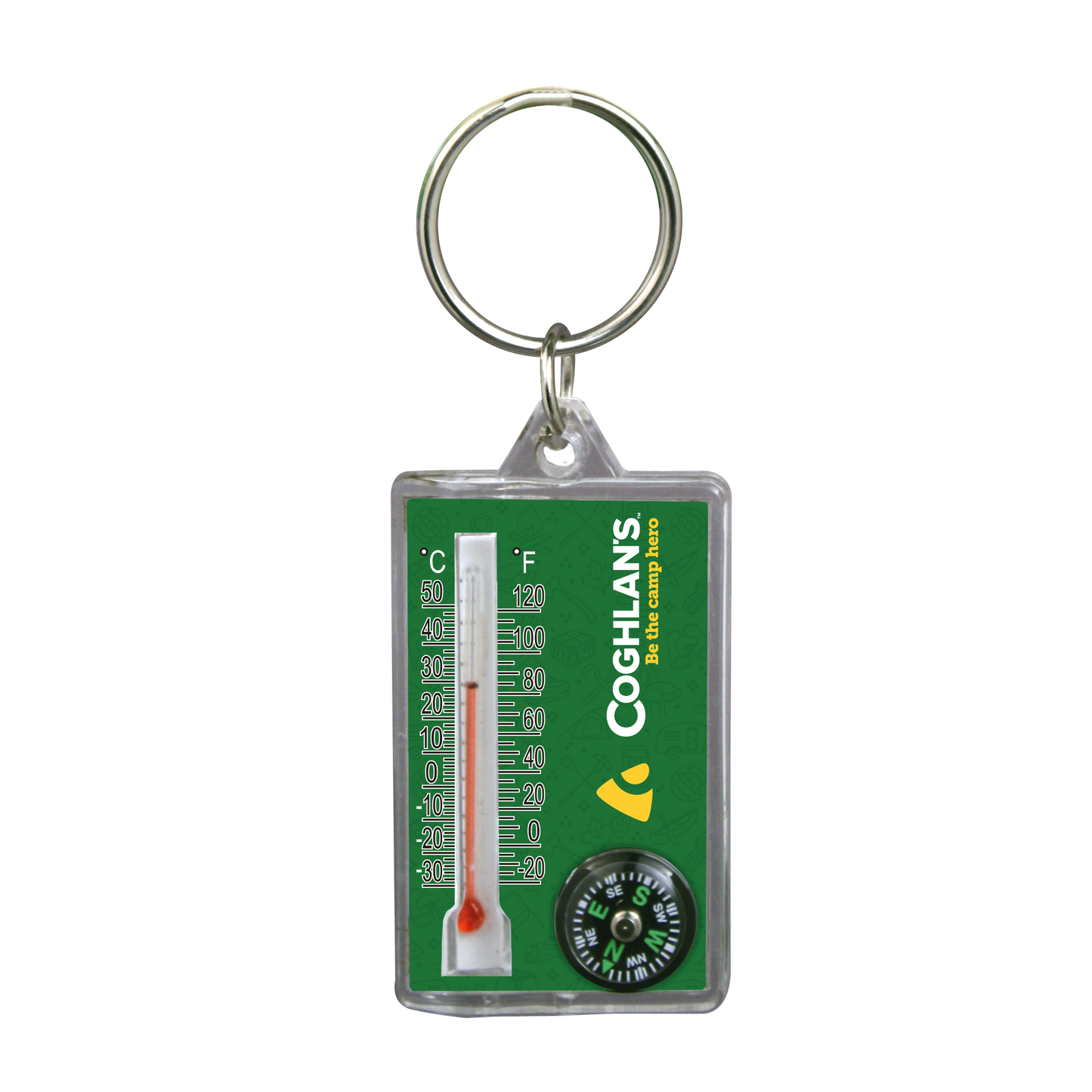 Thermometer and Compass Key Ring