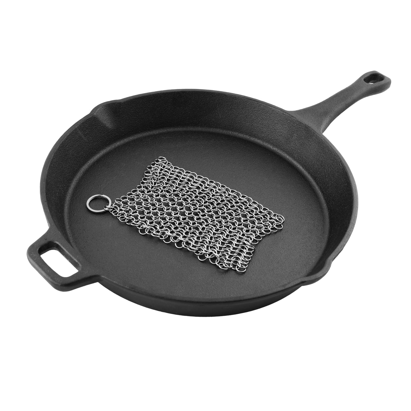 XMMSWDLA Cast Iron Scrubber, Upgraded Chainmail Scrubber for Cast Iron Pan  - Chain Mail Scrubber Cast Iron Sponge - Metal Scrubber Cast Iron Cleaner,,  Dutch Oven Cleaning Chain Scrubber 